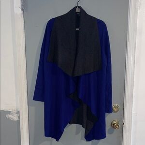 Eileen Fisher Womens Mohair Wool Cotton Blend Blue Ultma Cascading Cardigan L